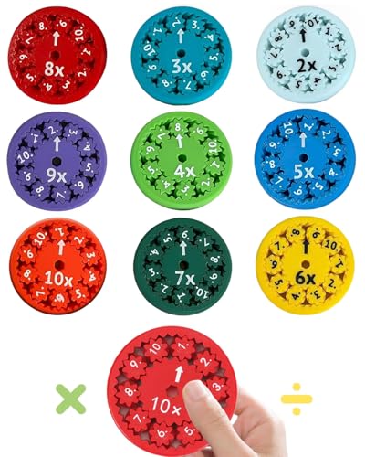 BNREOZA 9 Stück Mathe Multiplikation und Division Puzzle Spielzeug, Multiplikation und Division Zahlenspielzeug, Mathe Training, Lernspielzeug Mathe Spiel Spinner (Random) von BNREOZA