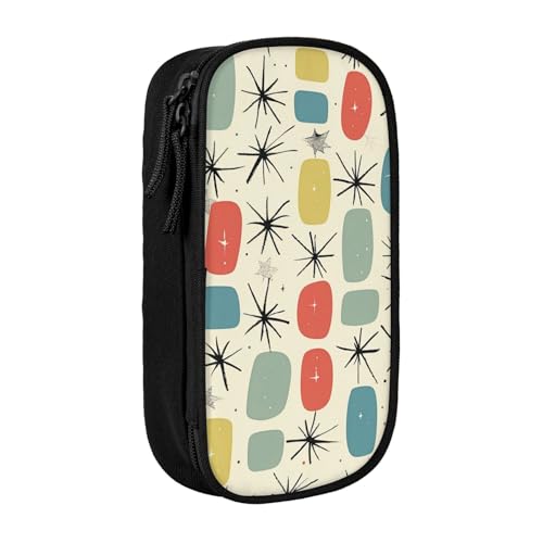 BNVSADC Atomic Stars Retro-Muster bedrucktes Federmäppchen mit Reißverschluss, Stifteetui, Beutel, niedliches Federmäppchen für Studenten, Teenager, Jungen, Mädchen, Erwachsene, Schwarz, Schwarz BNVSADC Atomic Stars Retro-Muster bedrucktes Federmäppchen mit Reißverschluss, Stifteetui, Beutel, niedliches Federmäppchen für Studenten, Teenager, Jungen, Mädchen, Erwachsene, Schwarz, Schwarz von BNVSADC