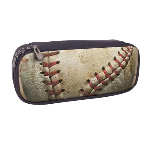 BNVSADC Baseball 1 bedrucktes Leder-Federmäppchen & Make-up-Tasche – stilvolles Federmäppchen für Schreibwaren, Organizer, Tasche für Schule, Büro, Reisen, Schwarz , Einheitsgröße, Kosmetiktasche von BNVSADC