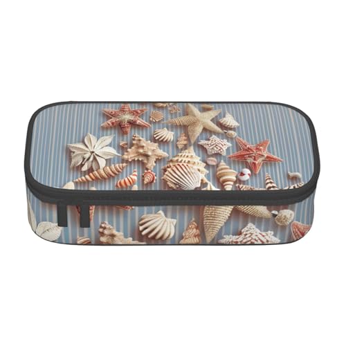 BNVSADC Bedrucktes Federmäppchen mit Dampfzug, niedliches Federmäppchen, Stifteetui, Büro, Schule, Schreibwaren, Organizer für Schule, Reisen, Arbeit, Muschel Weihnachten, Einheitsgröße, Schulranzen von BNVSADC