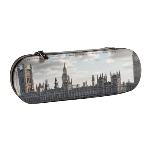 BNVSADC Bedrucktes Leder-Federmäppchen und Make-up-Tasche mit Indianer-Motiv, stilvolle Hartschale, Schreibwaren-Organizer-Tasche für Schule, Büro, Reisen, london, Einheitsgröße, Kosmetiktasche von BNVSADC