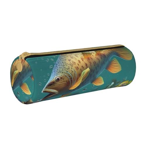 BNVSADC Bunte Fische unter dem Meer bedrucktes rundes Federmäppchen, Leder-Federmäppchen, niedliches Schreibwaren-Federmäppchen für Schule, Büro, Reisen, weiß, Einheitsgröße, Kosmetiktasche BNVSADC Bunte Fische unter dem Meer bedrucktes rundes Federmäppchen, Leder-Federmäppchen, niedliches Schreibwaren-Federmäppchen für Schule, Büro, Reisen, weiß, Einheitsgröße, Kosmetiktasche von BNVSADC