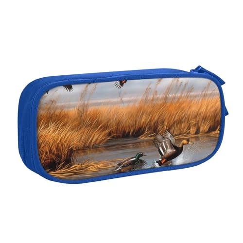 BNVSADC Federmäppchen, Motiv: Jagd, fliegende wilde Ente, 2 Stück, großes Federmäppchen, niedliches Federmäppchen, Büro, Schule, Schreibwaren-Organizer für Mädchen und Jungen, Schwarz, blau von BNVSADC