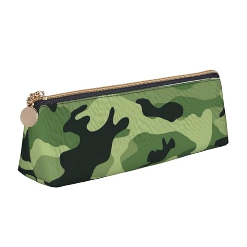BNVSADC Federmäppchen aus Leder, mit Camouflage-Muster, dreieckig, niedlich, für Schule, Büro, Reisen, weiß, Einheitsgröße, Schulranzen von BNVSADC