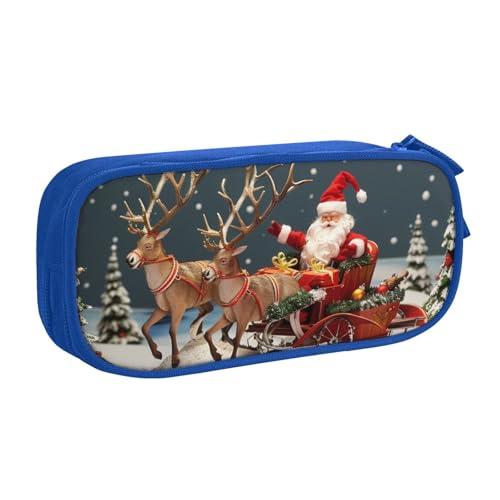 BNVSADC Federmäppchen mit Aufschrift "Merry Christmas", groß, niedliches Federmäppchen, Büro, Schule, Schreibwaren-Organizer für Mädchen und Jungen, Schwarz, blau, Einheitsgröße, Schulranzen von BNVSADC