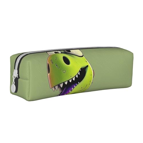 BNVSADC Federmäppchen mit Cartoon-Dinosaurier-Motiv, aus Leder, niedliches Schreibwaren, Federmäppchen mit Reißverschluss, für Schule, Büro, Reisen, weiß, Einheitsgröße, Kosmetiktasche von BNVSADC