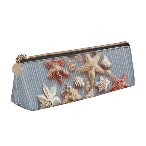 BNVSADC Federmäppchen mit Dampfzug bedruckt, dreieckig, Leder, niedliches Schreibwaren, Federmäppchen für Schule, Büro, Reisen, Muschel Weihnachten, Einheitsgröße, Schulranzen von BNVSADC