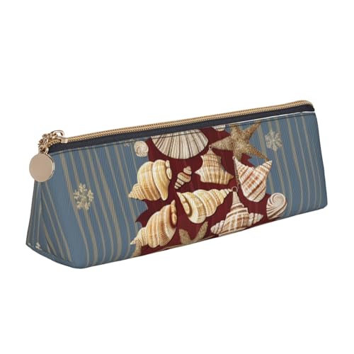 BNVSADC Federmäppchen mit Dampfzug bedruckt, dreieckig, Leder, niedliches Schreibwaren, Federmäppchen für Schule, Büro, Reisen, Schneeflocke, Muschel, Weihnachten, Einheitsgröße, Schulranzen von BNVSADC