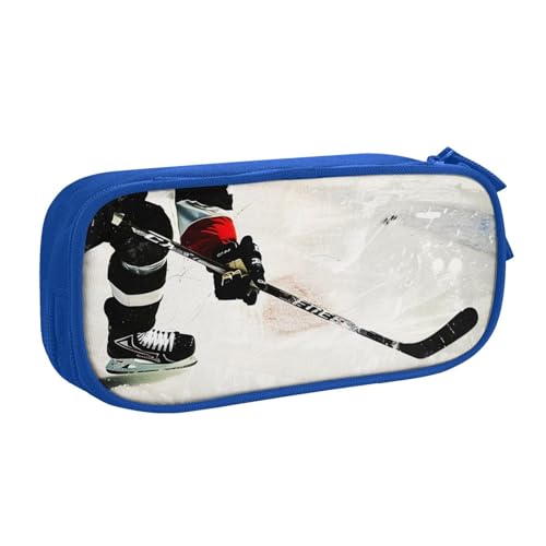 BNVSADC Federmäppchen mit Eishockey-Kunstdruck, großes Federmäppchen, niedliches Federmäppchen, Büro, Schule, Schreibwaren-Organizer für Mädchen und Jungen, Schwarz, blau, Einheitsgröße, Schulranzen von BNVSADC