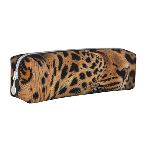 BNVSADC Federmäppchen mit Leopardenmuster, Leder, niedliches Schreibwaren-Federmäppchen mit Reißverschluss, für Schule, Büro, Reisen, weiß, Einheitsgröße, Kosmetiktasche von BNVSADC