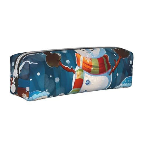 BNVSADC Federmäppchen mit Schneemann-Motiv, Leder, niedliches Federmäppchen mit Reißverschluss, für Schule, Büro, Reisen, weiß, Einheitsgröße, Kosmetiktasche von BNVSADC
