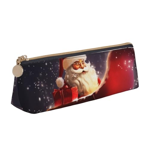 BNVSADC Federmäppchen mit Weihnachtszauber, bedrucktes Dreiecks-Federmäppchen, Leder-Federmäppchen, niedliches Schreibwaren-Federmäppchen, weiß, Einheitsgröße, Schulranzen von BNVSADC