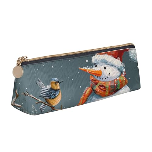 BNVSADC Federmäppchen mit altem Medaillon-Motiv, bedrucktes Dreiecks-Federmäppchen, Leder-Federmäppchen, niedliches Schreibwaren, Stifteetui für Schule, Büro, Reisen, Merry Christmas 1, Einheitsgröße von BNVSADC