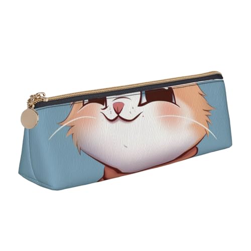 BNVSADC Federmäppchen mit chinesischer Landschaftsmalerei, bedrucktes Dreiecks-Federmäppchen, Leder-Federmäppchen, niedliches Schreibwaren-Federmäppchen, Cartoon Katze, Einheitsgröße, Schulranzen von BNVSADC