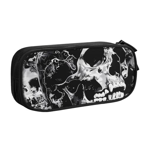 BNVSADC Federmäppchen mit menschlichem Totenkopf-Motiv, großes Federmäppchen, niedliches Federmäppchen, Büro, Schule, Schreibwaren-Organizer für Mädchen und Jungen, Schwarz, Schwarz , Einheitsgröße, von BNVSADC