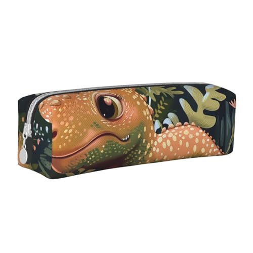 BNVSADC Federmäppchen mit niedlichem Dinosaurier-Motiv, aus Leder, niedliches Schreibwaren-Federmäppchen mit Reißverschluss, für Schule, Büro, Reisen, weiß, Einheitsgröße, Kosmetiktasche von BNVSADC