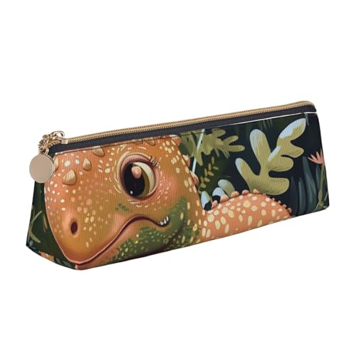 BNVSADC Federmäppchen mit niedlichem Dinosaurier-Motiv, dreieckig, Leder, niedliches Schreibwaren, Federmäppchen für Schule, Büro, Reisen, weiß, Einheitsgröße, Schulranzen von BNVSADC