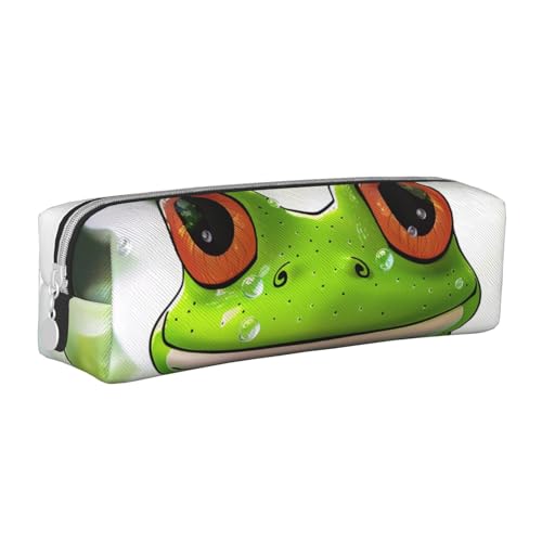 BNVSADC Federmäppchen mit niedlichem Frosch-Kunstdruck, Leder-Federmäppchen mit Reißverschluss, für Schule, Büro, Reisen, weiß, Einheitsgröße, Kosmetiktasche BNVSADC Federmäppchen mit niedlichem Frosch-Kunstdruck, Leder-Federmäppchen mit Reißverschluss, für Schule, Büro, Reisen, weiß, Einheitsgröße, Kosmetiktasche von BNVSADC