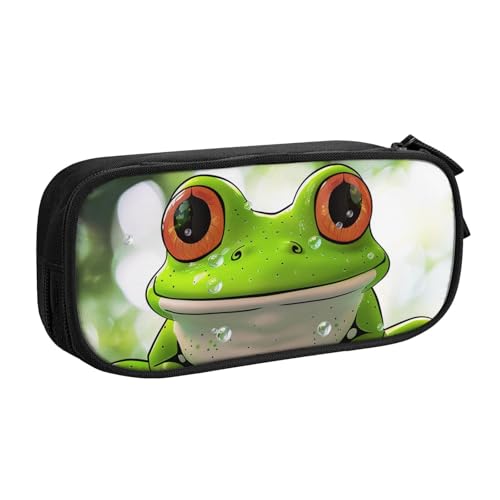 BNVSADC Federmäppchen mit niedlichem Frosch-Kunstdruck, großes Federmäppchen, niedliches Federmäppchen, Büro, Schule, Schreibwaren-Organizer für Mädchen und Jungen, Schwarz, Schwarz , Einheitsgröße, von BNVSADC