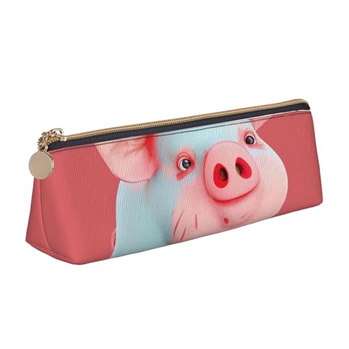 BNVSADC Federmäppchen mit niedlichem Schweinchen-Motiv, aus Leder, für Schule, Büro, Reisen, Rot, weiß, Einheitsgröße, Schulranzen von BNVSADC