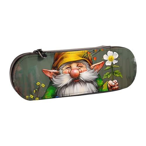 BNVSADC Federmäppchen mit niedlichem Zwerg und 1 bedrucktem Leder-Federmäppchen und Make-up-Tasche, stilvolle Hartschalen-Bleistifttasche, Schreibwaren-Organizer-Tasche für Schule, Büro, Reisen, von BNVSADC
