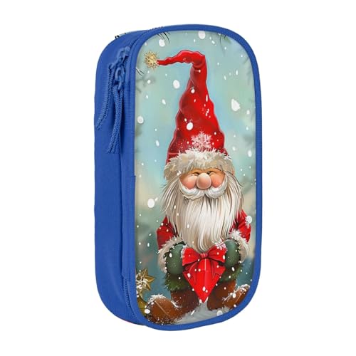 BNVSADC Federmäppchen mit traditionellem Weihnachts-Zwerg-Motiv, Reißverschluss, Federmäppchen, Beutel, niedliches Federmäppchen für Studenten, Teenager, Jungen, Mädchen, Erwachsene, Schwarz, blau von BNVSADC
