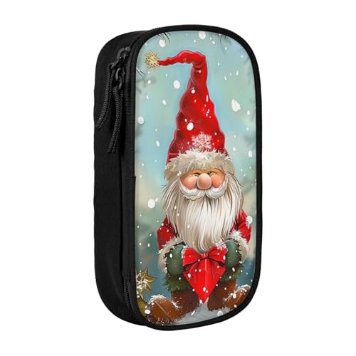 BNVSADC Federmäppchen mit traditionellem Weihnachts-Zwerg-Motiv, Reißverschluss, Federmäppchen, Beutel, niedliches Federmäppchen für Studenten, Teenager, Jungen, Mädchen, Erwachsene, Schwarz, Schwarz von BNVSADC