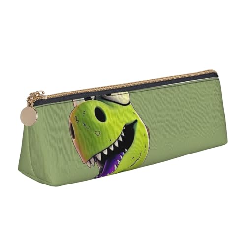 BNVSADC Federmäppchen mit weihnachtlichem Schneemann-Motiv, dreieckig, Leder, niedliches Schreibwaren, Stifteetui für Schule, Büro, Reisen, Cartoon Dinosaurier, Einheitsgröße, Schulranzen von BNVSADC