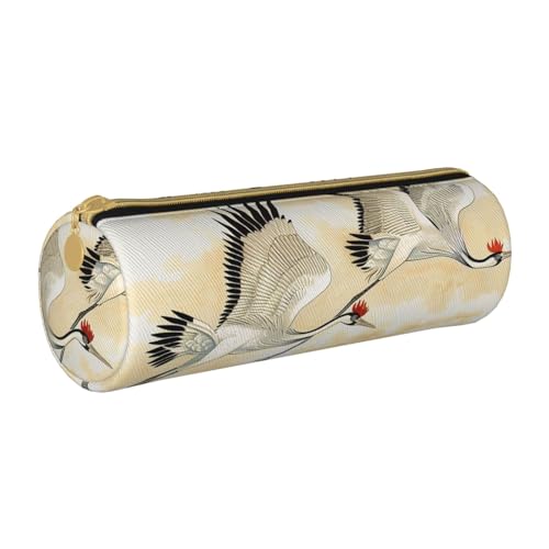 BNVSADC Federmäppchen mit zwei japanischen Kranichen, traditionelles Gemälde, bedruckt, rundes Federmäppchen, Leder-Federmäppchen, niedliches Schreibwaren-Federmäppchen für Schule, Büro, Reisen, weiß BNVSADC Federmäppchen mit zwei japanischen Kranichen, traditionelles Gemälde, bedruckt, rundes Federmäppchen, Leder-Federmäppchen, niedliches Schreibwaren-Federmäppchen für Schule, Büro, Reisen, weiß von BNVSADC