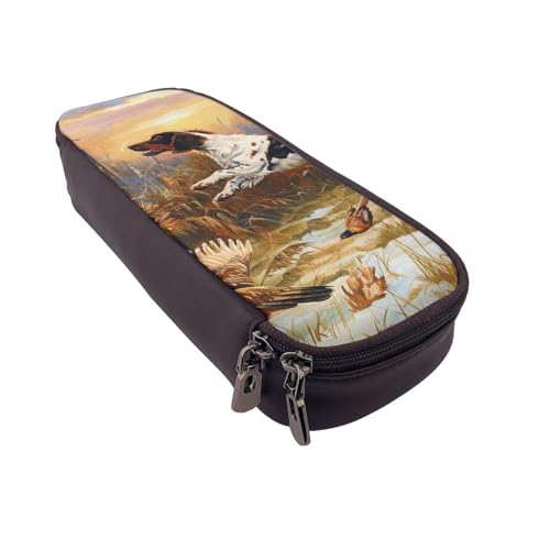 BNVSADC Federmäppchen und Make-up-Tasche aus Kunstleder, mit Fangmotiv und Fasan, niedliches Federmäppchen für Schule, Büro, Reisen, Schwarz , Einheitsgröße, Schulranzen von BNVSADC