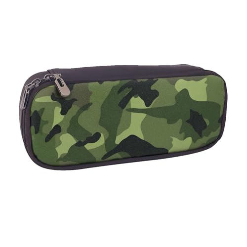 BNVSADC Federmäppchen und Make-up-Tasche aus Leder, Camouflage-Muster, Grün, Schwarz , Einheitsgröße, Kosmetiktasche von BNVSADC