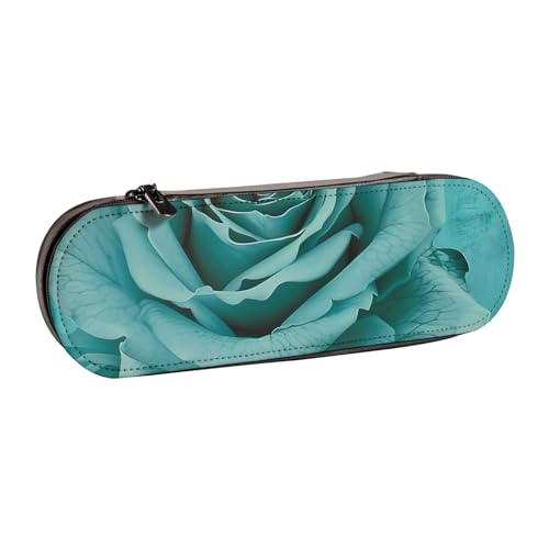 BNVSADC Federmäppchen und Make-up-Tasche aus Leder, Motiv: Frauengesicht mit violettem Glitzer, stilvolles Hartschalen-Federmäppchen für Schule, Büro, Reisen, Türkise Rose, Einheitsgröße von BNVSADC