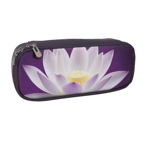 BNVSADC Federmäppchen und Make-up-Tasche aus Leder, Motiv: Lotusblüte, Violett, Schwarz , Einheitsgröße, Kosmetiktasche von BNVSADC