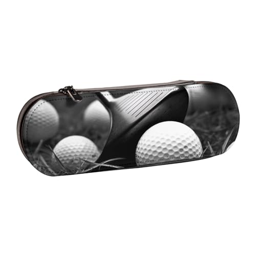 BNVSADC Federmäppchen und Make-up-Tasche aus Leder, mit Golf-Motiv, stilvolles Hartschalen-Federmäppchen für Schule, Büro, Reisen, Schwarz und Weiß, Schwarz , Einheitsgröße, Kosmetiktasche von BNVSADC