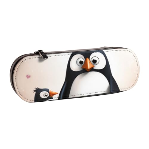 BNVSADC Federmäppchen und Make-up-Tasche aus Leder mit Aufdruck "I Love Penguins", stilvolle Hartschalen-Bleistifttasche, Schreibwaren-Organizer-Tasche für Schule, Büro, Reisen, Schwarz , von BNVSADC