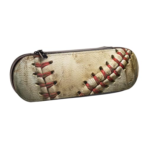BNVSADC Federmäppchen und Make-up-Tasche aus Leder mit Bierblasen-Aufdruck – stilvolle Hartschalen-Bleistifttasche, Schreibwaren-Organizer-Tasche für Schule, Büro, Reisen, Baseball 1, Einheitsgröße von BNVSADC
