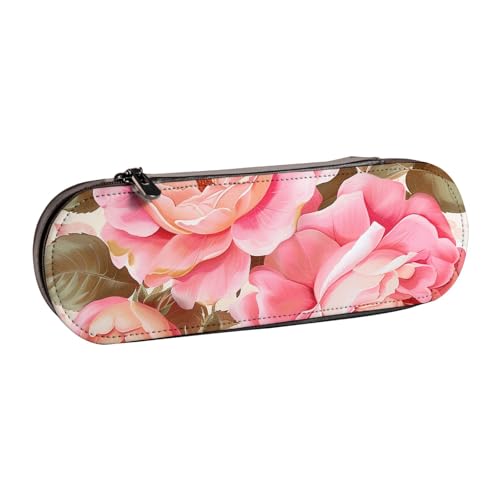 BNVSADC Federmäppchen und Make-up-Tasche aus Leder mit Blumen-Rosen-Motiv, stilvolle Hartschale, Schreibwaren-Organizer-Tasche für Schule, Büro, Reisen, Schwarz , Einheitsgröße, Kosmetiktasche von BNVSADC