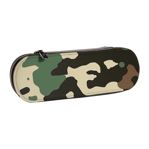 BNVSADC Federmäppchen und Make-up-Tasche aus Leder mit Camouflage-Muster, stilvolle Hartschale, Schreibwaren-Organizer-Tasche für Schule, Büro, Reisen, Schwarz , Einheitsgröße, Kosmetiktasche von BNVSADC
