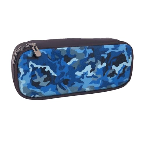 BNVSADC Federmäppchen und Make-up-Tasche aus Leder mit Camouflage-Muster, stilvolles Federmäppchen für Schule, Büro, Reisen, Schwarz , Einheitsgröße, Kosmetiktasche von BNVSADC