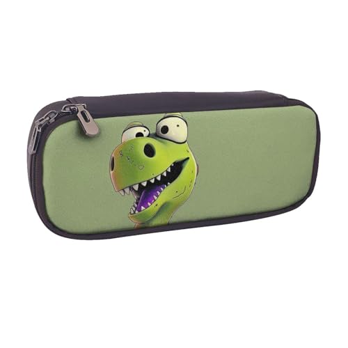 BNVSADC Federmäppchen und Make-up-Tasche aus Leder mit Cartoon-Dinosaurier-Motiv, stilvolles Federmäppchen für Schule, Büro, Reisen, Schwarz , Einheitsgröße, Kosmetiktasche von BNVSADC