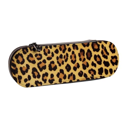 BNVSADC Federmäppchen und Make-up-Tasche aus Leder mit Leopardenmuster, stilvolle Hartschale, Schreibwaren-Organizer-Tasche für Schule, Büro, Reisen, Schwarz , Einheitsgröße, Kosmetiktasche von BNVSADC