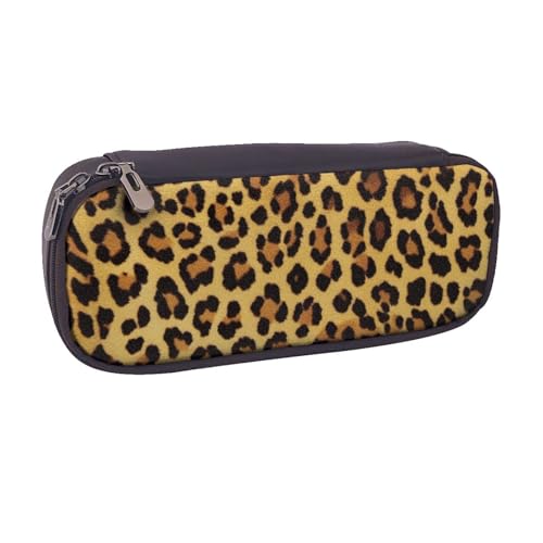 BNVSADC Federmäppchen und Make-up-Tasche aus Leder mit Leopardenmuster, stilvolles Federmäppchen, Schreibwaren-Organizer-Tasche für Schule, Büro, Reisen, Schwarz , Einheitsgröße, Kosmetiktasche von BNVSADC