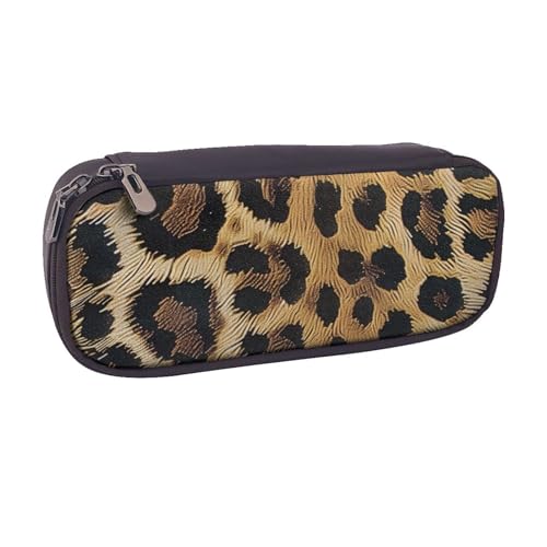 BNVSADC Federmäppchen und Make-up-Tasche aus Leder mit Leopardenmuster, stilvolles Federmäppchen, Schreibwaren-Organizer-Tasche für Schule, Büro, Reisen, Schwarz , Einheitsgröße, Kosmetiktasche von BNVSADC