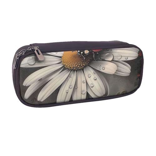 BNVSADC Federmäppchen und Make-up-Tasche aus Leder mit Marienkäfer-Muster, stilvolles Federmäppchen, Schreibwaren-Organizer, Tasche für Schule, Büro, Reisen, Schwarz , Einheitsgröße, Kosmetiktasche von BNVSADC