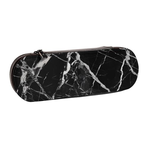 BNVSADC Federmäppchen und Make-up-Tasche aus Leder mit Marmordruck, stilvolles Hartschalen-Federmäppchen für Schule, Büro, Reisen, Schwarz und Weiß, Schwarz , Einheitsgröße, Kosmetiktasche von BNVSADC