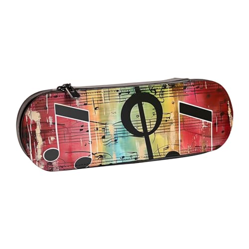BNVSADC Federmäppchen und Make-up-Tasche aus Leder mit Musiknoten-Motiv, stilvolle Hartschale, Schreibwaren-Organizer-Tasche für Schule, Büro, Reisen, Schwarz , Einheitsgröße, Kosmetiktasche von BNVSADC