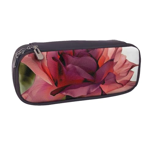 BNVSADC Federmäppchen und Make-up-Tasche aus Leder mit Rosen-Blumen-Motiv, stilvolles Federmäppchen, Schreibwaren-Organizer-Tasche für Schule, Büro, Reisen, Schwarz , Einheitsgröße, Kosmetiktasche von BNVSADC