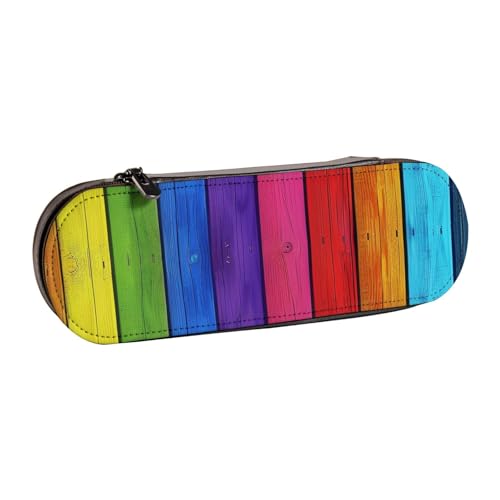 BNVSADC Federmäppchen und Make-up-Tasche aus Leder mit Rotwein-Aufdruck – stilvolle Hartschalen-Bleistifttasche, Schreibwaren-Organizer-Tasche für Schule, Büro, Reisen, Regenbogenfarbener von BNVSADC