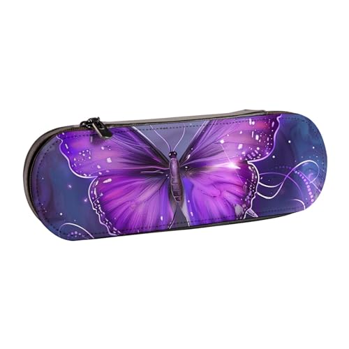 BNVSADC Federmäppchen und Make-up-Tasche aus Leder mit Schmetterlings-Motiv, stilvolle Hartschale, für Schule, Büro, Reisen, Schwarz , Einheitsgröße, Kosmetiktasche von BNVSADC