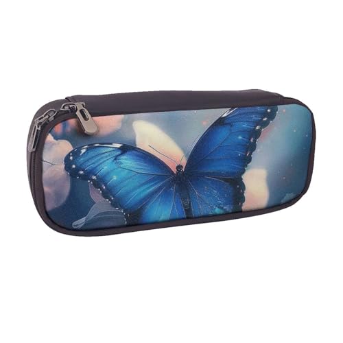 BNVSADC Federmäppchen und Make-up-Tasche aus Leder mit Schmetterlings-Motiv, stilvolles Federmäppchen für Schule, Büro, Reisen, Schwarz , Einheitsgröße, Kosmetiktasche von BNVSADC